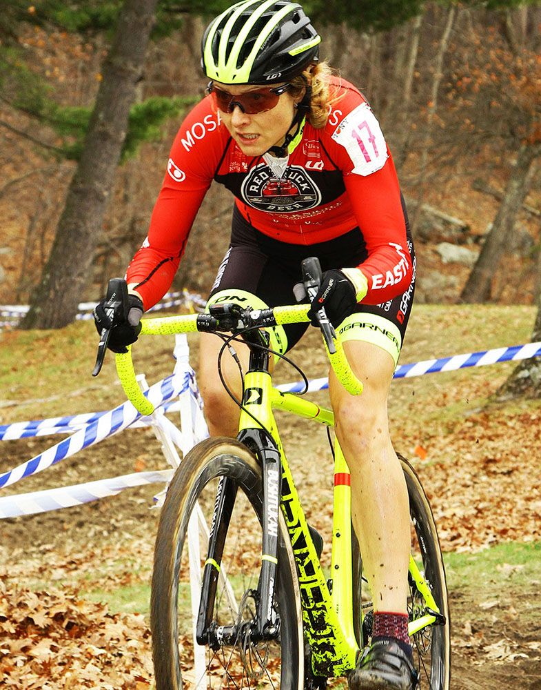 Canada&acirc;s Natasha Elliott (Red Truck Garneau p/b Easton Cycling) tries to keep her eye on the prize.