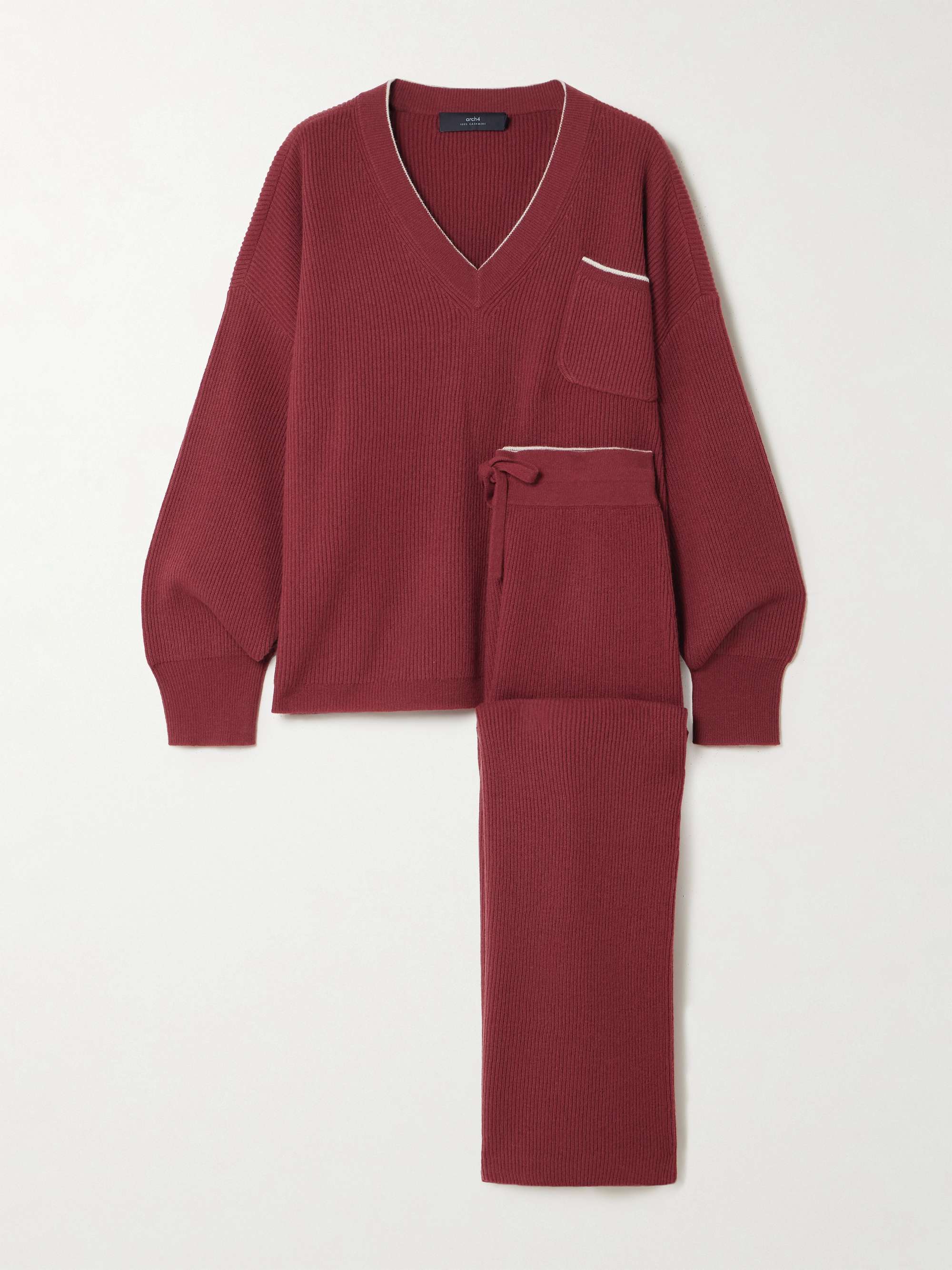 Partridges Ribbed Cashmere Sweater and Track Pants Set