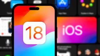 iOS 18 logo on an iPhone home screen