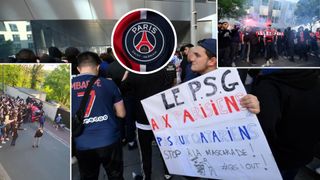 PSG fan protests the club's owners, board, Messi and Neymar