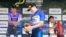 Podium celebrations at the 2026 Philadelphia Cycling Classic