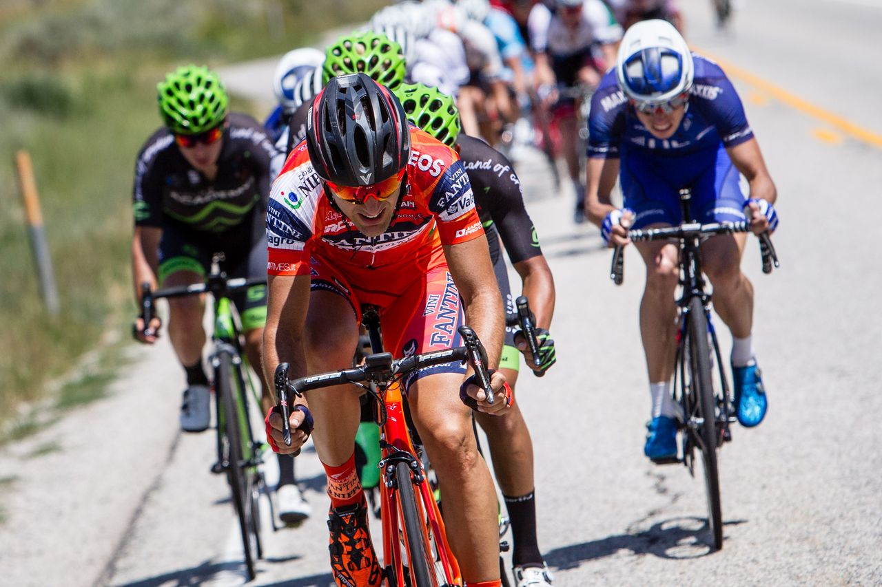 A Nippo - Vini Fantini rider comes to the front to set the pace