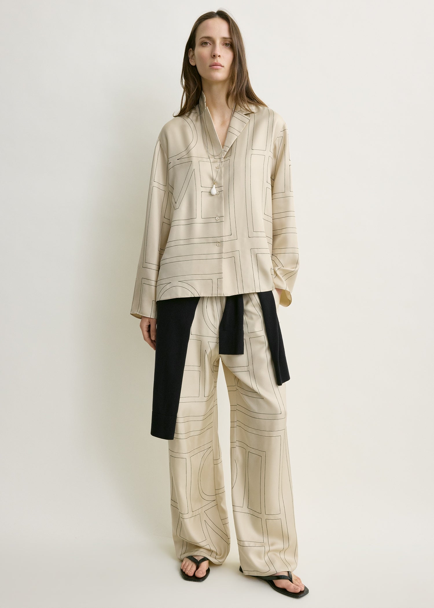 Monogram Silk Pj Top Ivory - 30