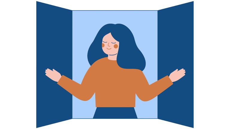 Illustration of woman letting fresh air in her window