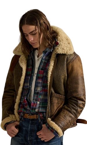 Polo Ralph Lauren, Leather Trim Shearling Bomber Jacket