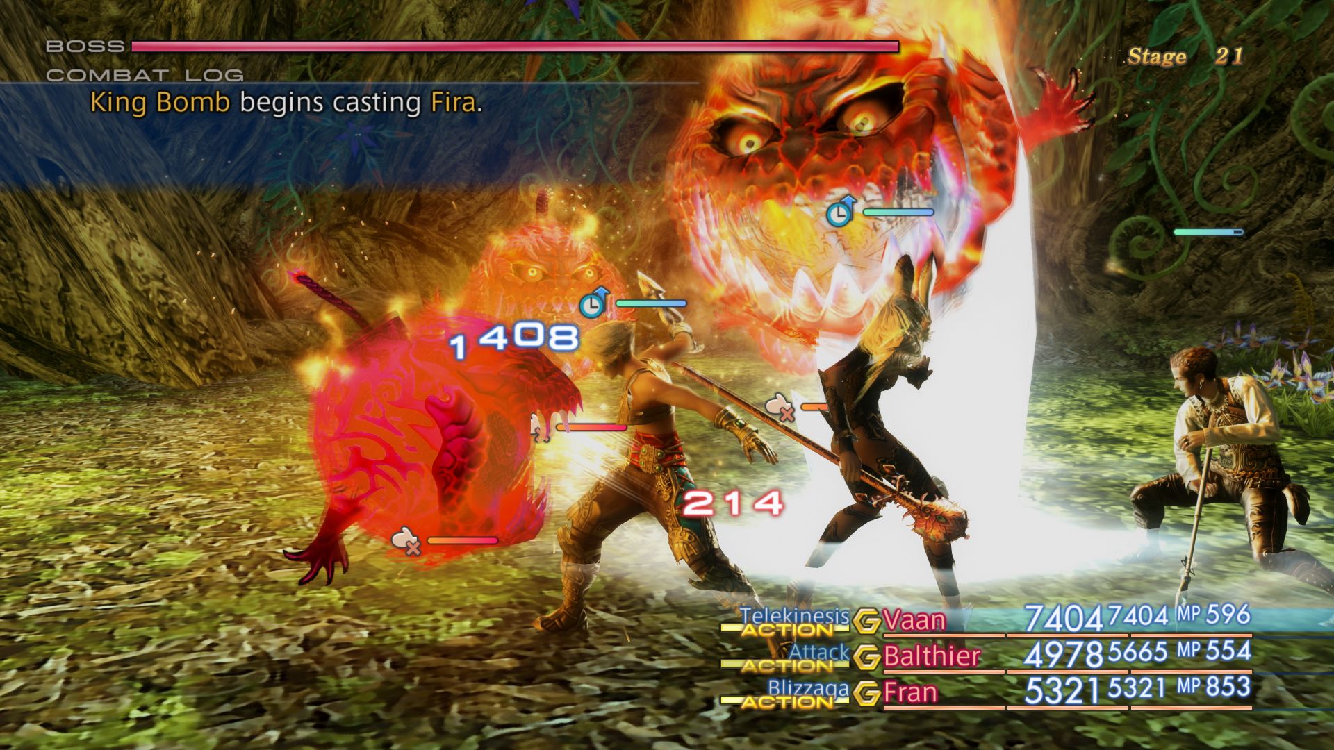 Best JRPGs - In Final Fantasy 12, the King Bomb boss enemy prepares its fire magic.