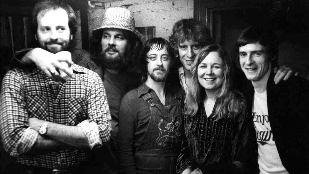 Fairport convention posing for a photograph in 1975
