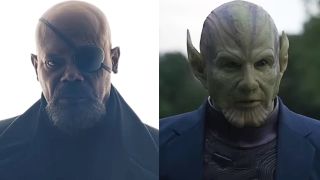 Nick Fury (Samuel L. Jackson) on Secret Invasion and Talos (Ben Mendelsohn) in Captain Marvel