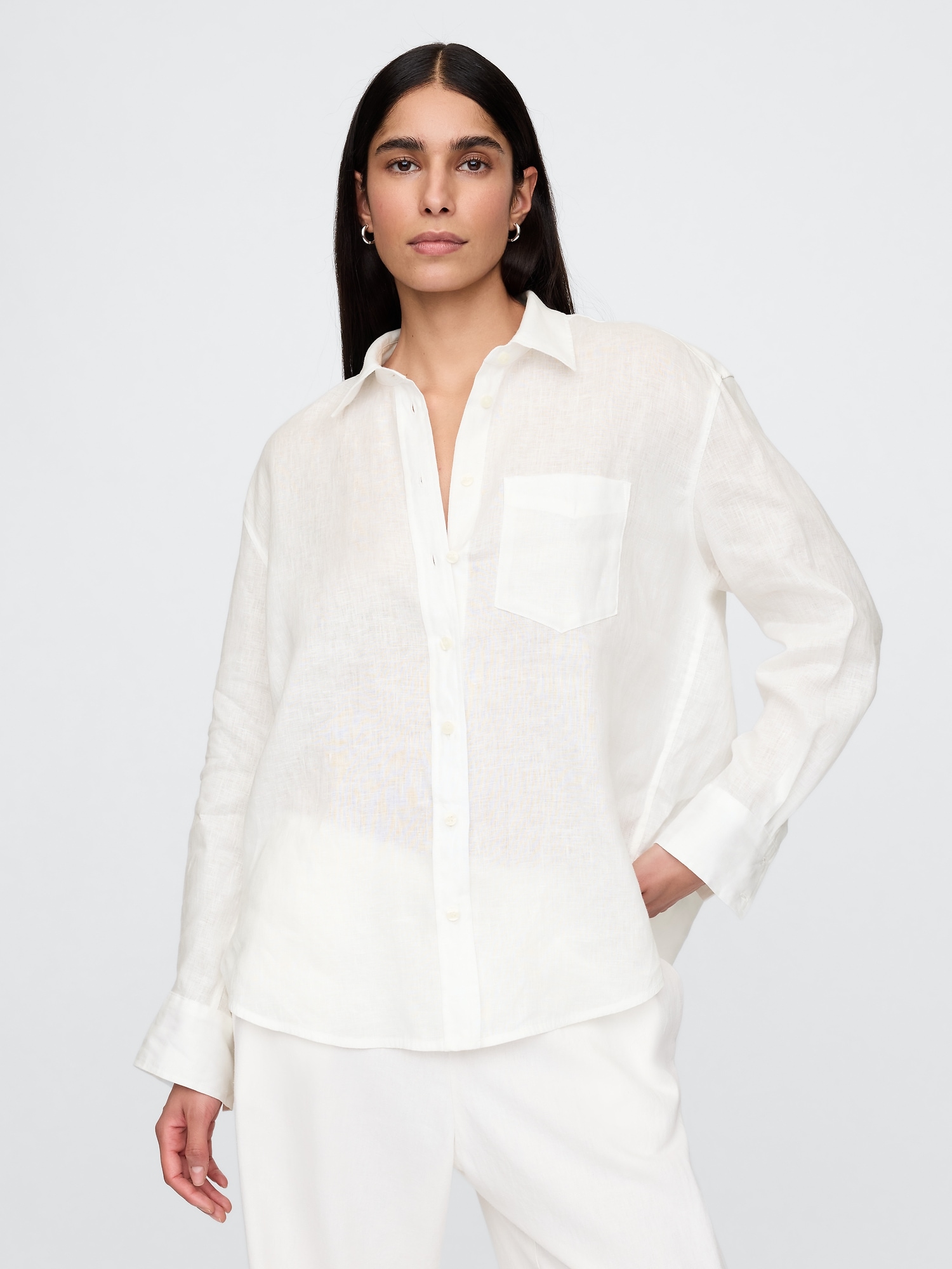 gap, 100% Linen Oversized Shirt