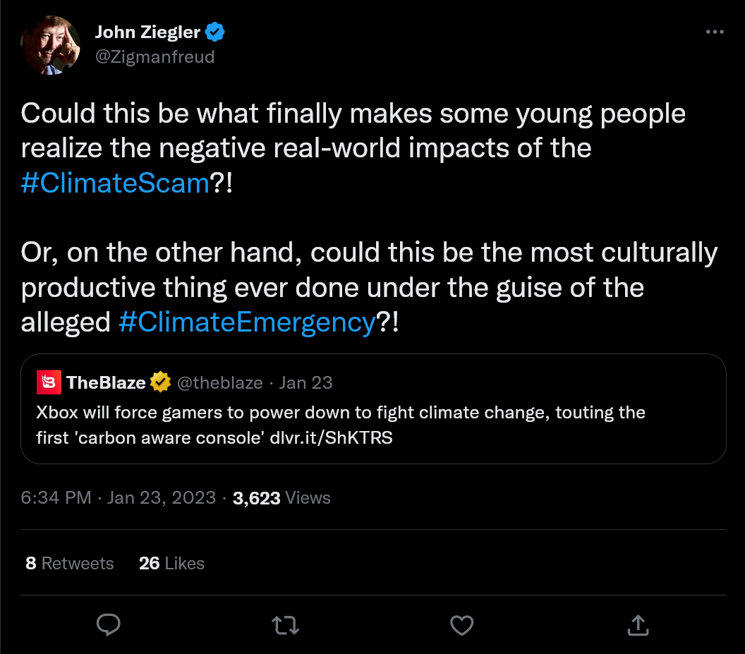John Ziegler tweets about Xbox power management