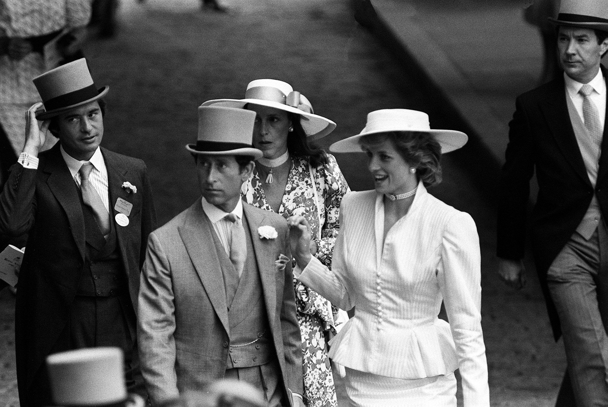 Princess Diana and Prince Charles with Oliver Hoare and his wife at Royal Ascot