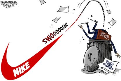 Editorial Cartoon U.S. Michael Avenatti Stormy Daniels Lawyer Nike shakedown charges