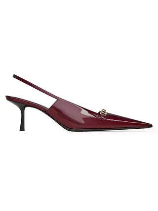 Burgundy Slingback Pumps in Patent Leather