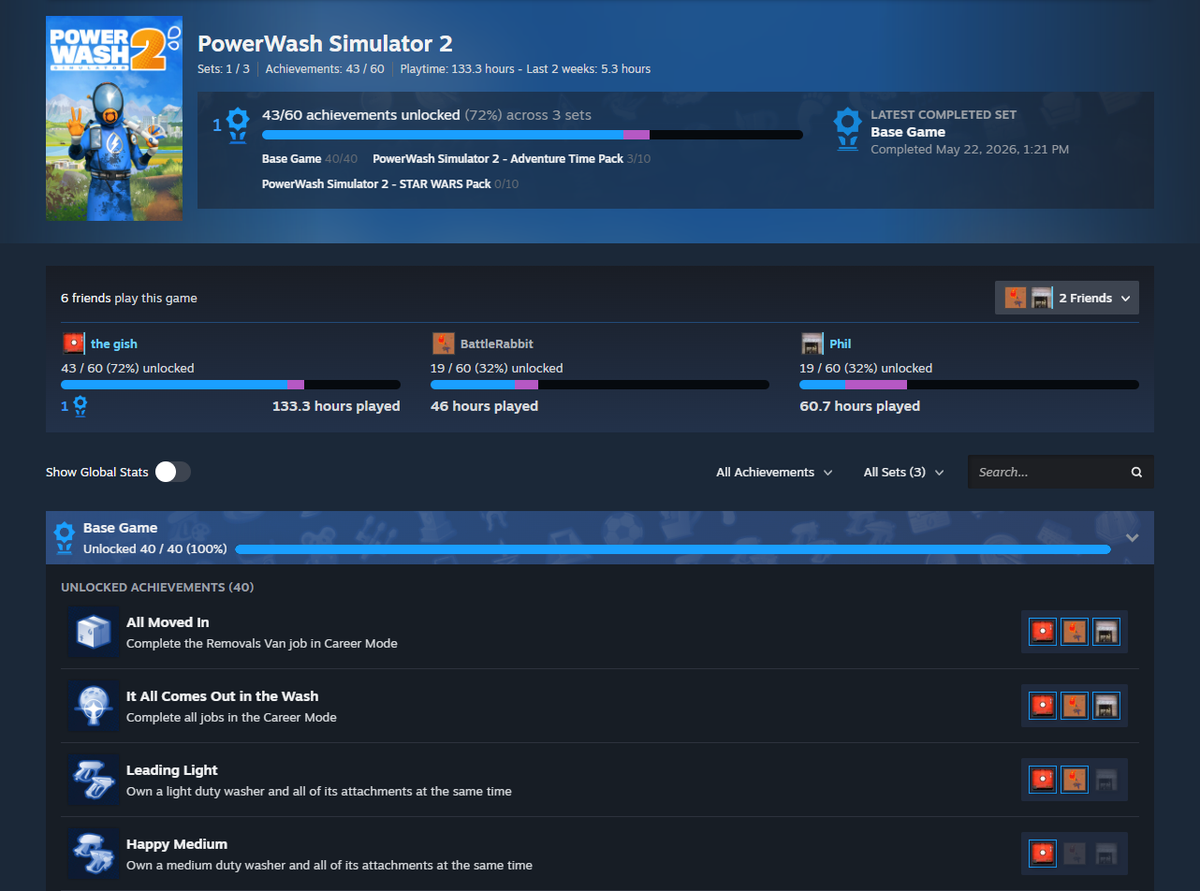 A screenshot of Steam's UI showing the new achievements system