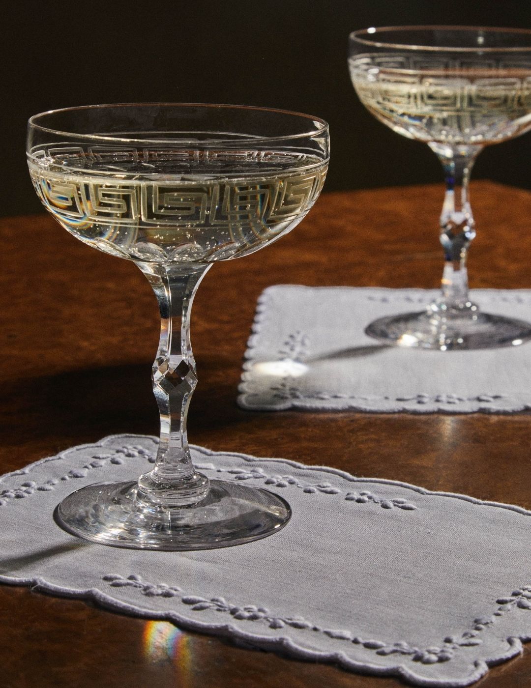 Taf Firenze Fiorellini Hand-Embroidered Linen Cocktail Napkins (Set of 6).