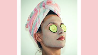 Burnout tips to help you chill out and cope. Pictured: Portrait of young woman receiving facial mask of cucumber