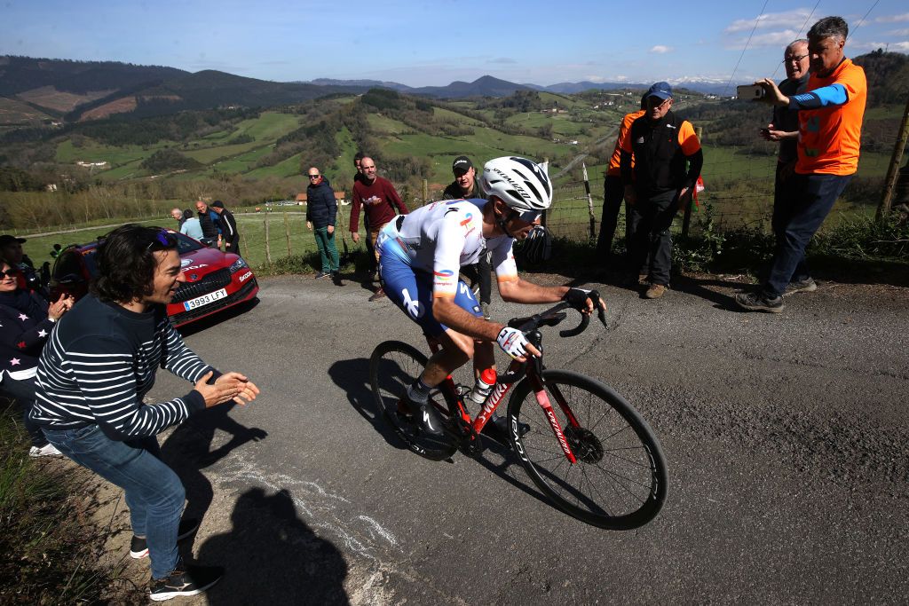 AMURRIO SPAIN APRIL 06 Cristian Rodrguez Martin of Spain and Team Total Energies competes in the breakaway during the 61st Itzulia Basque Country 2022 Stage 3 a 1817km stage from Llodio to Amurrio itzulia WorldTour on April 06 2022 in Amurrio Spain Photo by Gonzalo Arroyo MorenoGetty Images