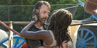 the walking dead rick and michonne hugging