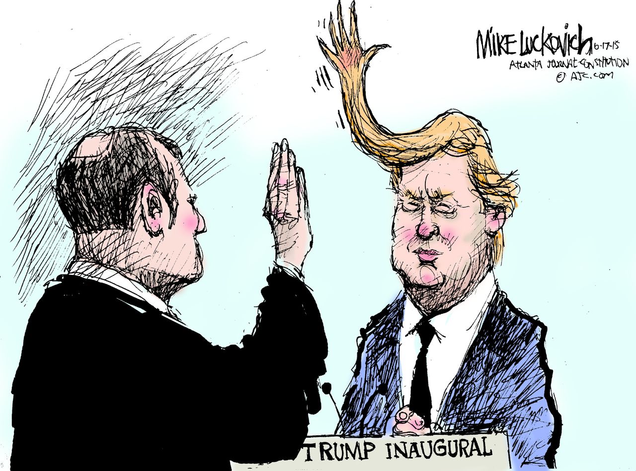 Political cartoon U.S. Donald Trump 2016