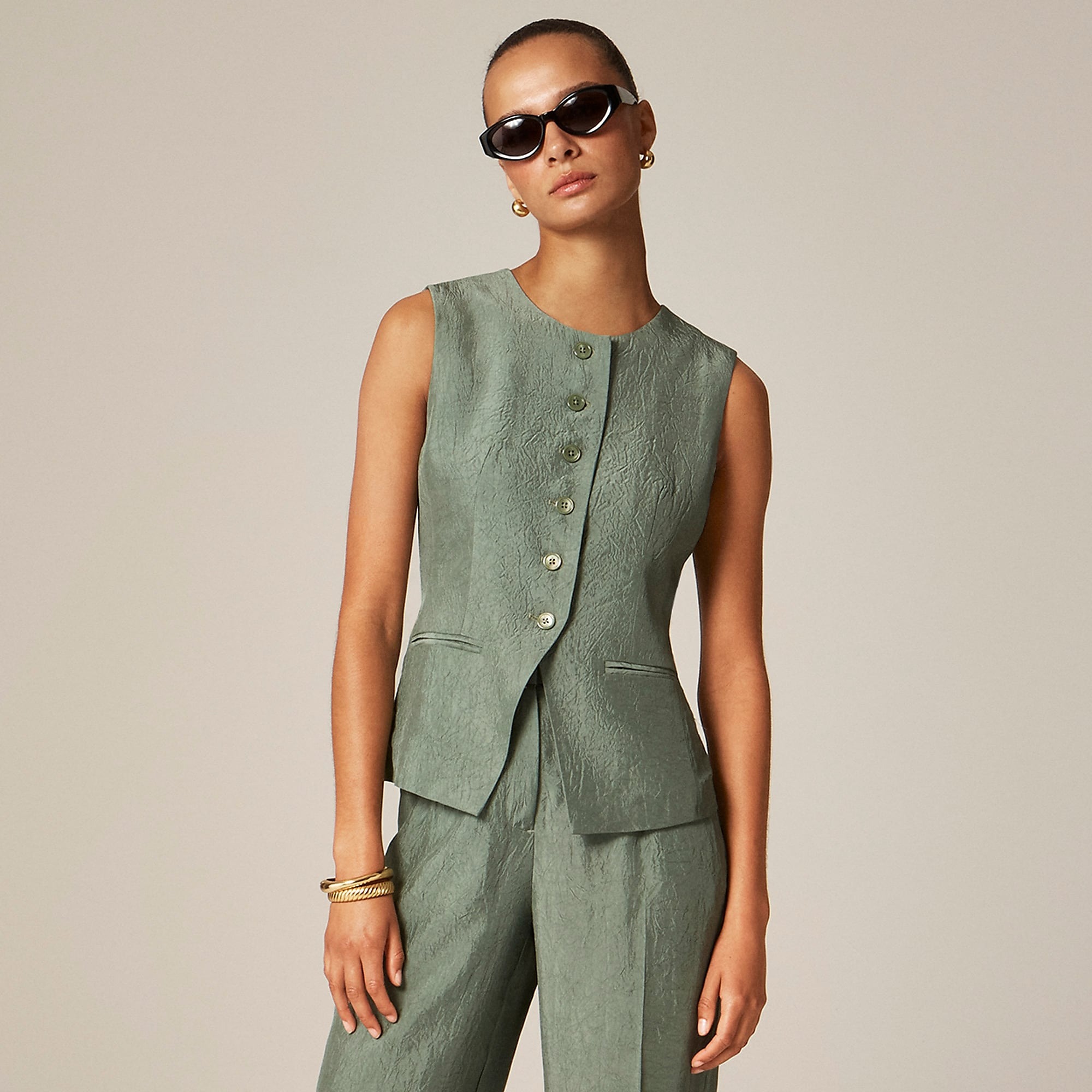 J.Crew, Essential Cutaway Vest Top in Textured Satin