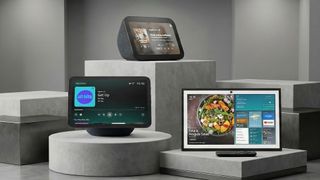 Selection of Amazon Echo Show devices on podiums