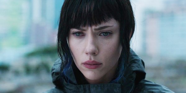 Scarlett Johansson looks upset Ghost in the Shell