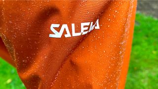 Salewa Puez Gore-Tex Paclite Jacket beading water in closeup