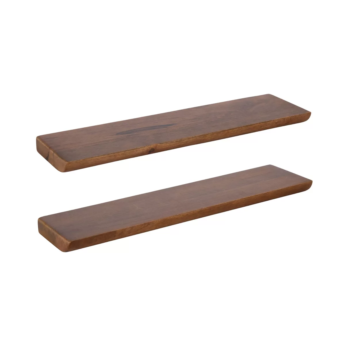 Kate and Laurel Burena Wood Floating Shelves, Walnut Brown, 2 Piece 24 Inch