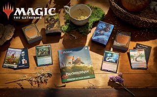 cards and guide book from MTG Bloomburrow Starter Kit