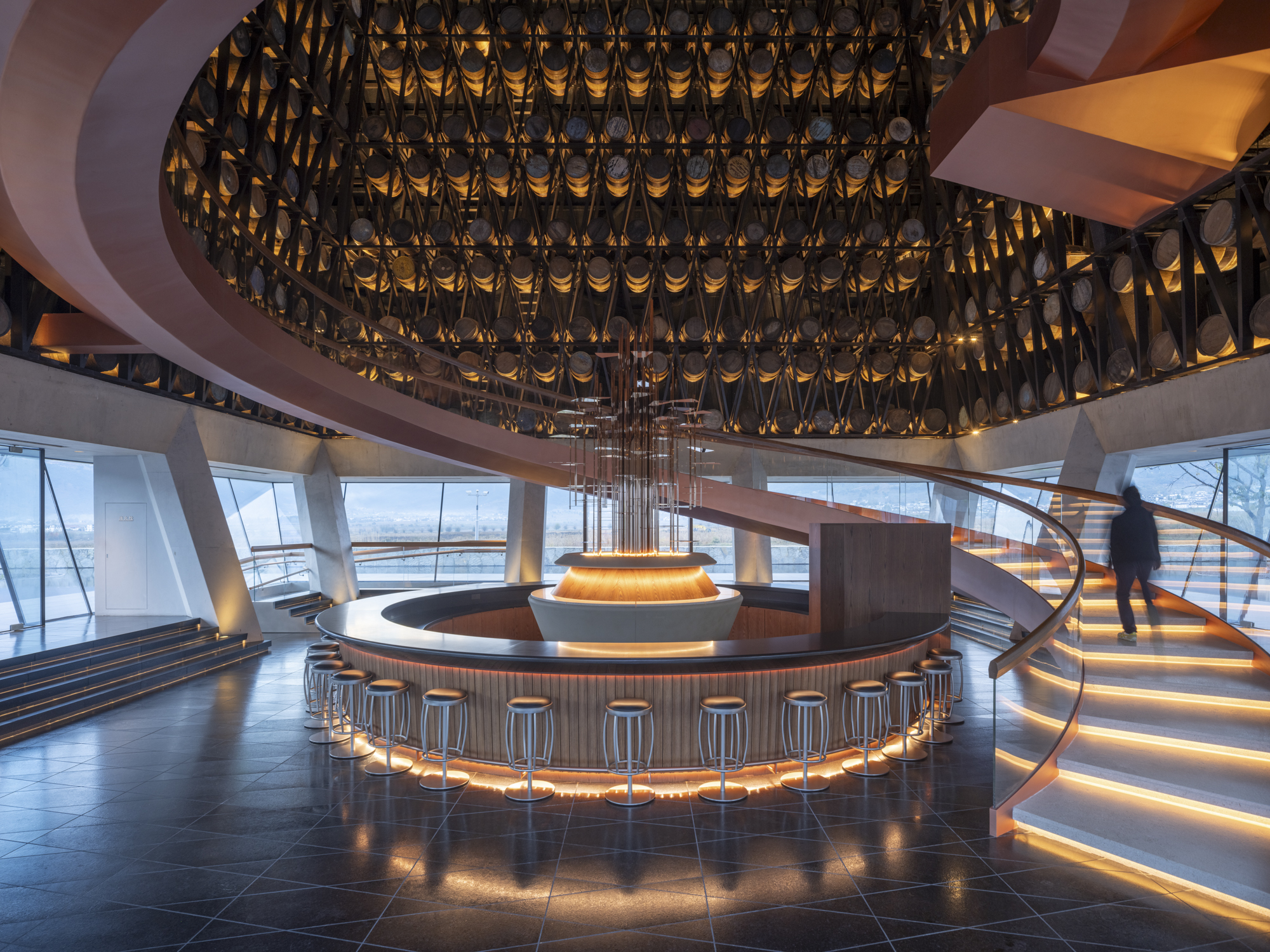 Diageo distillery, a group of buildings looking abstractly geometric