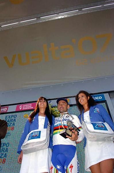 Paolo Bettini on the podium