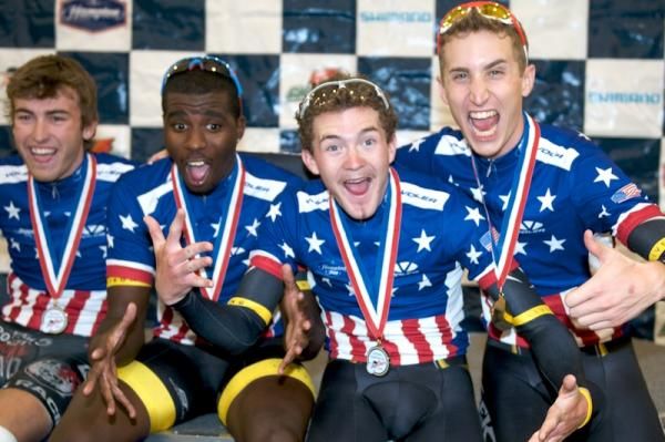 Team Livestrong very excited about their Pursuit title