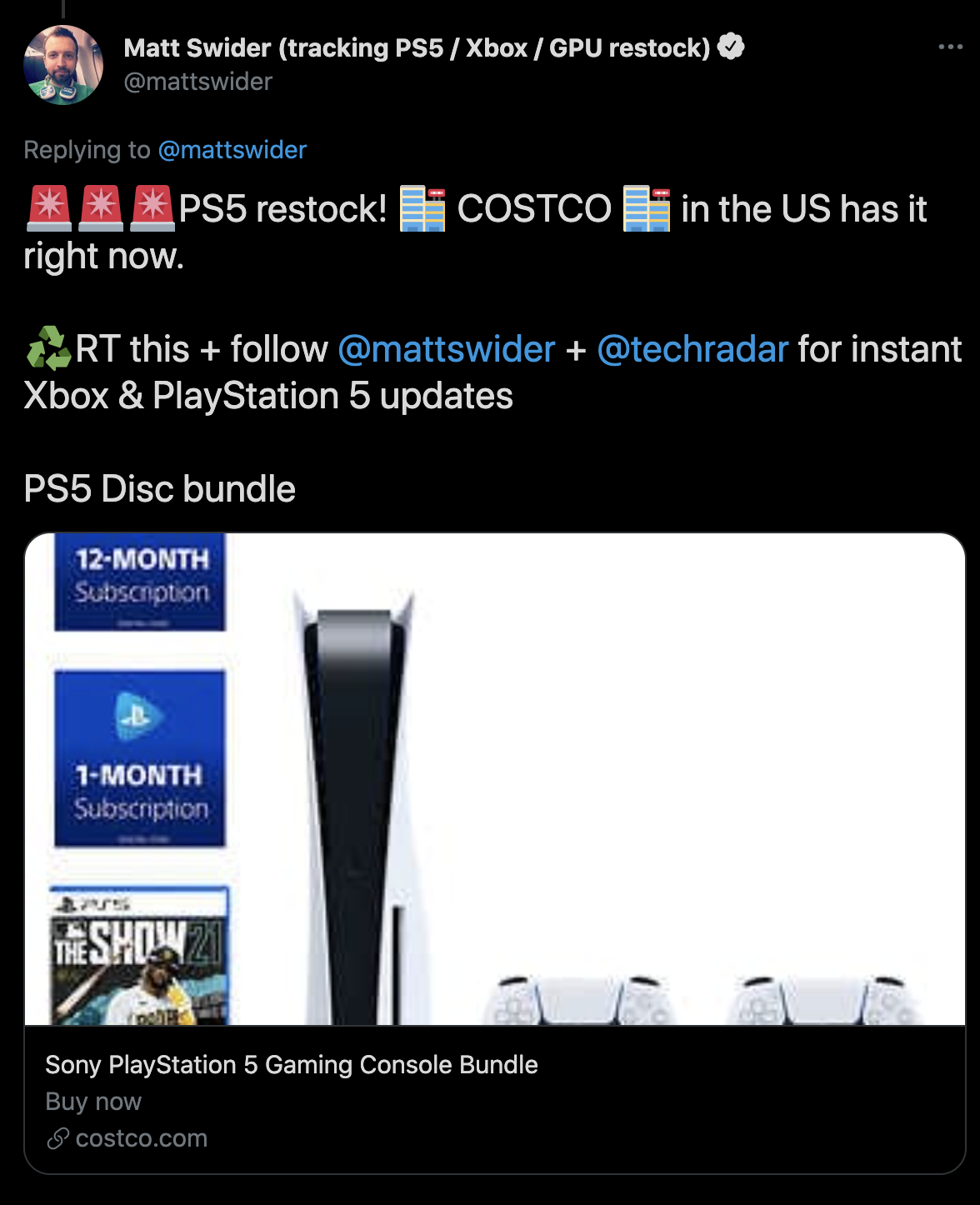 twitter ps5 restock alert