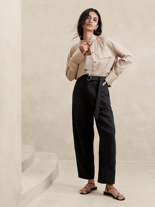 High-Rise Barrel Tencel™-Linen Pant