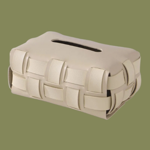 Veverra, Sorrento &amp;ndash; Luxury Vegan Leather Tissue Box With Woven Design
