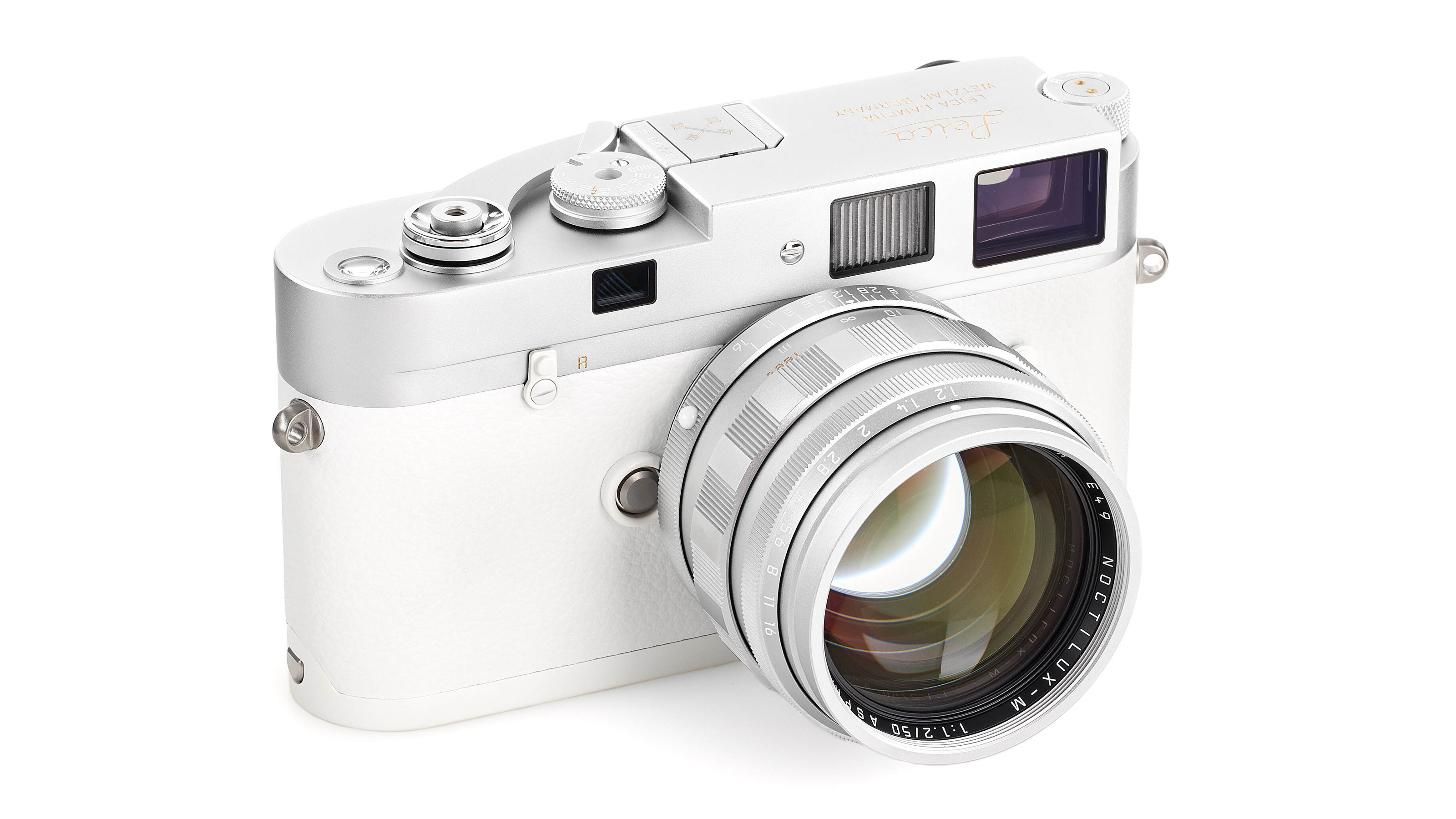The Leica M-A Pope Francis camera on a white background