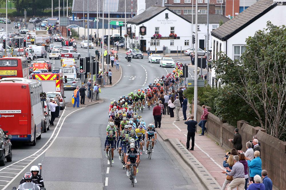 The peloton in action during stage 3 of the 2015 Tour of Britain.