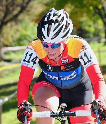 Sarah Coney (Ride with Rendall) traversing a flat section of course.