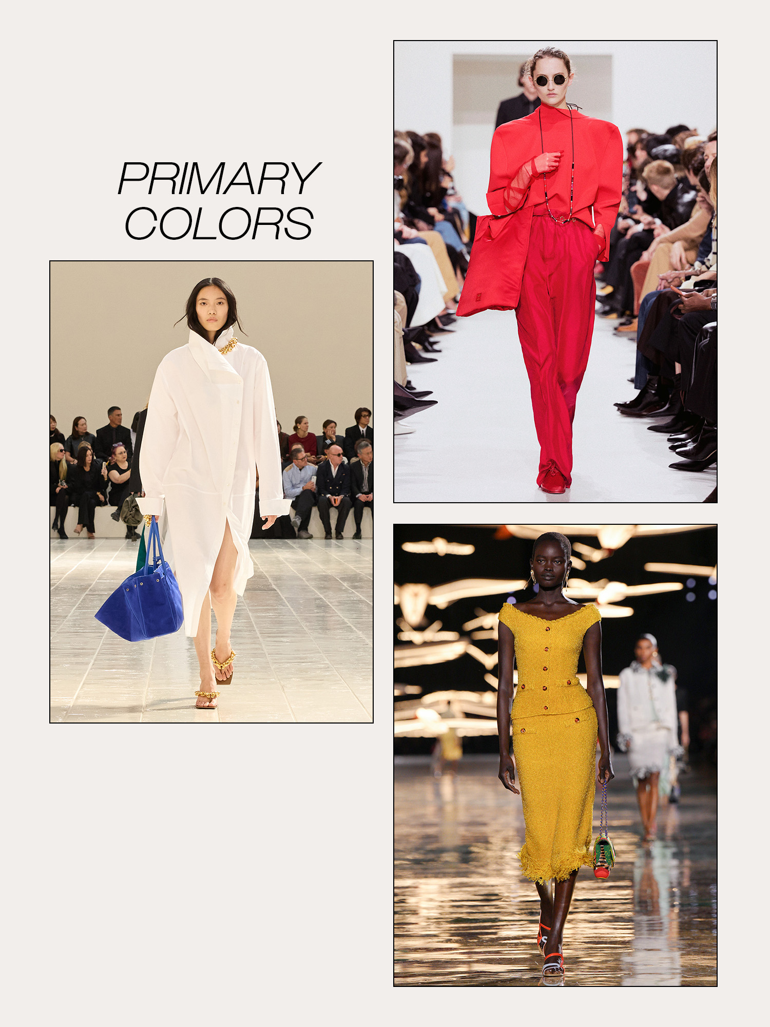 Collage of Paris fashion week spring/summer 2027 runway models.