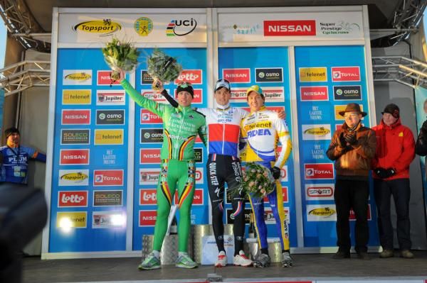 Men's podium in Middelkerke (l-r): Sven Nys, Zdenek Stybar and Tom Meeusen