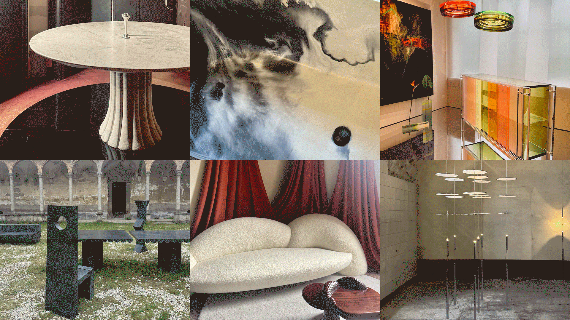 Rotating grid of furniture and lighting images from Milan Design Week