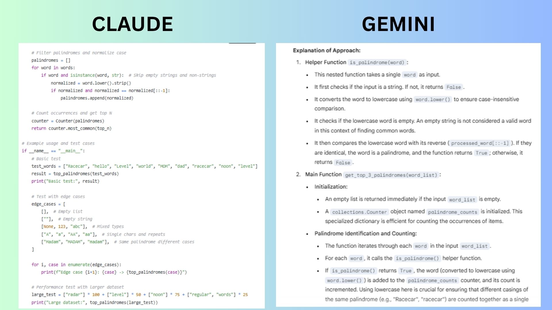 screenshot of chatbot comparisons