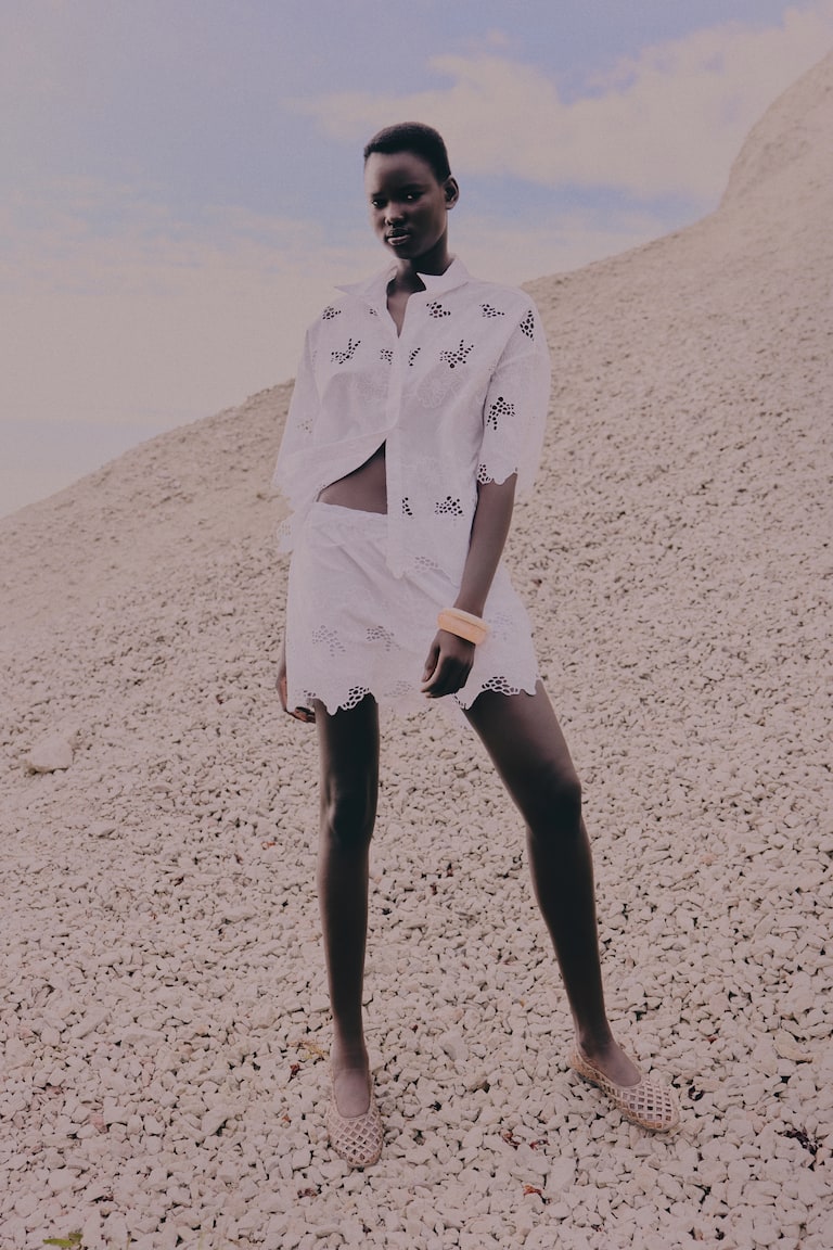 Shirt With Eyelet Embroidery