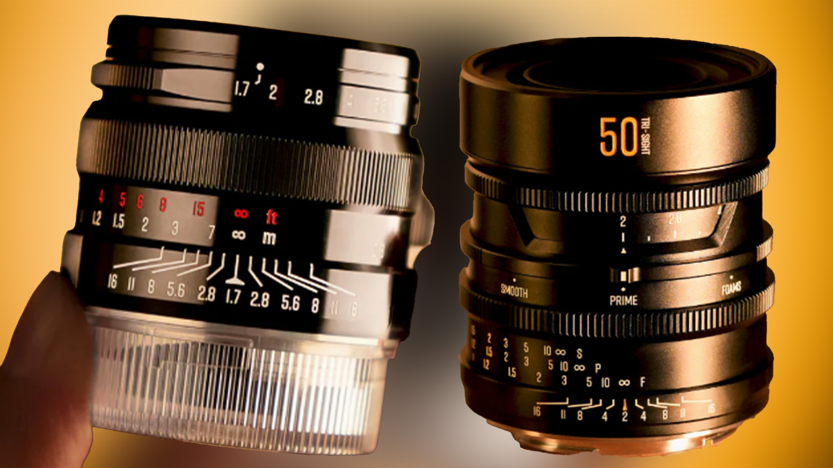 A duo of black camera lenses