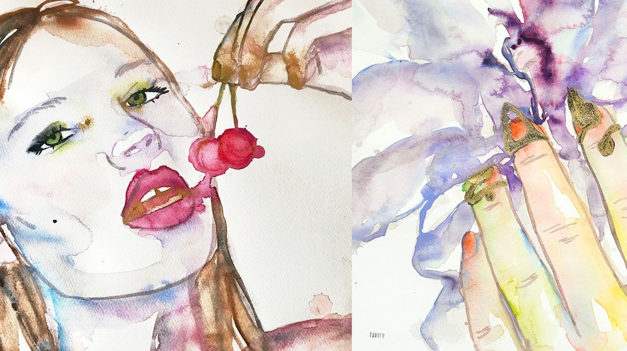 Watercolor paint, Illustration, Art, Drawing, Fashion illustration, Plant, Sketch, 