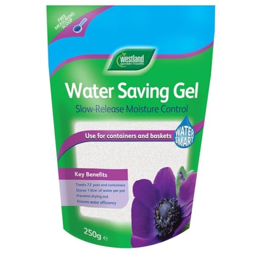 Westland Water Saving Gel, (250g) &amp;ndash; Advanced Slow Release Moisture Control for Pots, Containers &amp;amp; Hanging Baskets &amp;ndash; Retains Water, Reduces Watering Frequency &amp;ndash; Ideal for Summer &amp;amp; Holidays