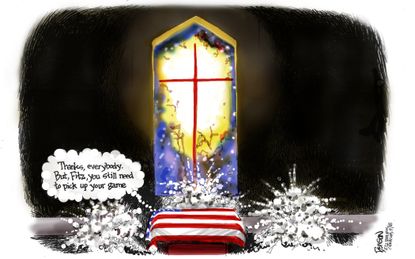 Editorial cartoon U.S. John McCain death memorial Larry Fitzgerald