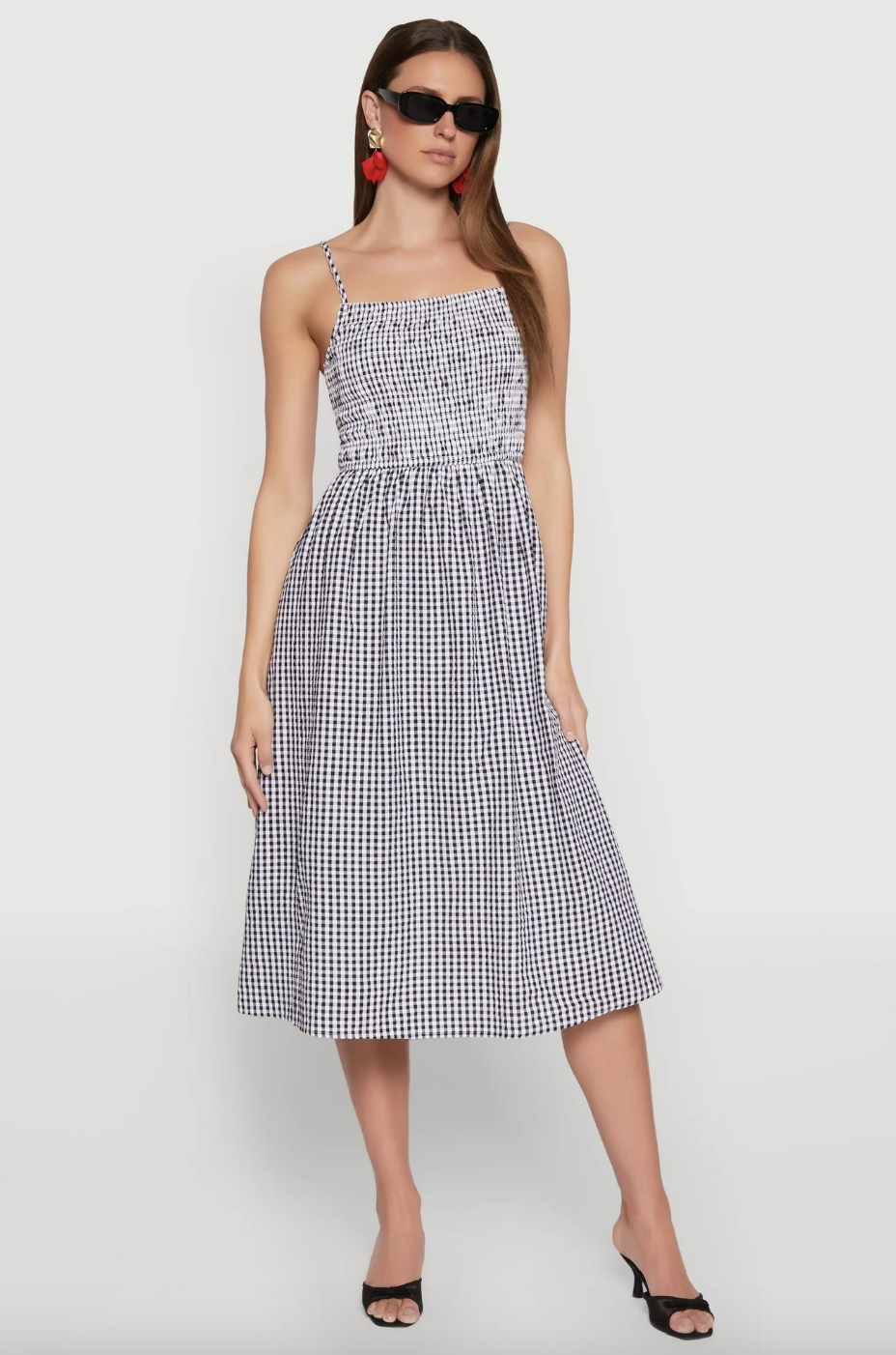 Rainbow, Womens Almost Famous Cut Out Back Gingham Dress