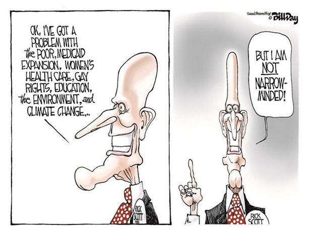 Political cartoon Florida Rick Scott campaign