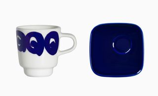 Blue white cup and plate